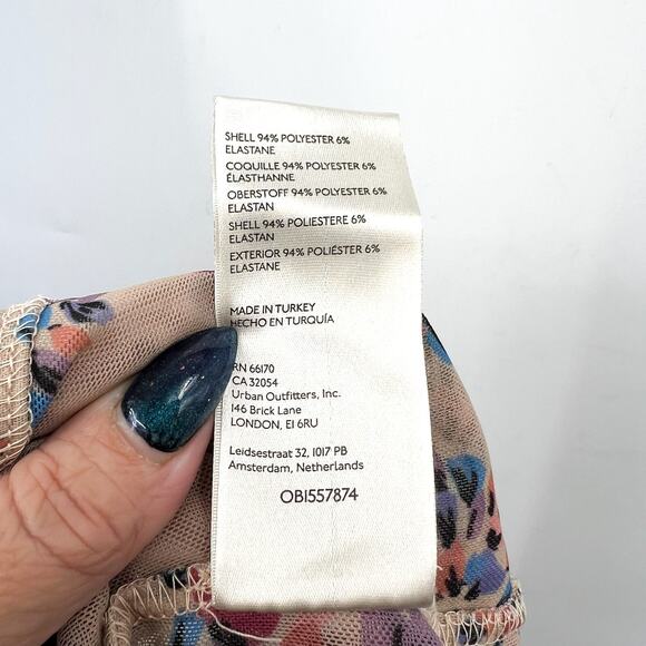 FREE PEOPLE Briella Floral Printed Midi Dress Large Cream Tea Ruched NWT - Picture 15 of 16